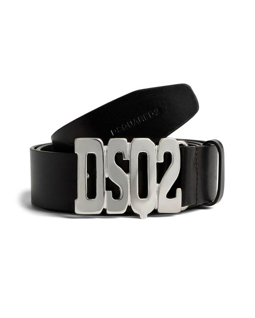 DSquared² Black Logo-buckle Leather Belt - Men's - Calf Leather/iron/zamak for men