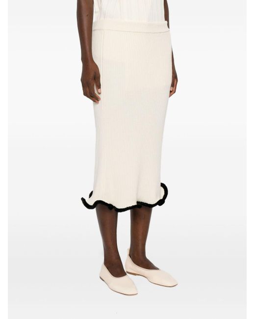 Jil Sander White Asymmetric Midi Skirt