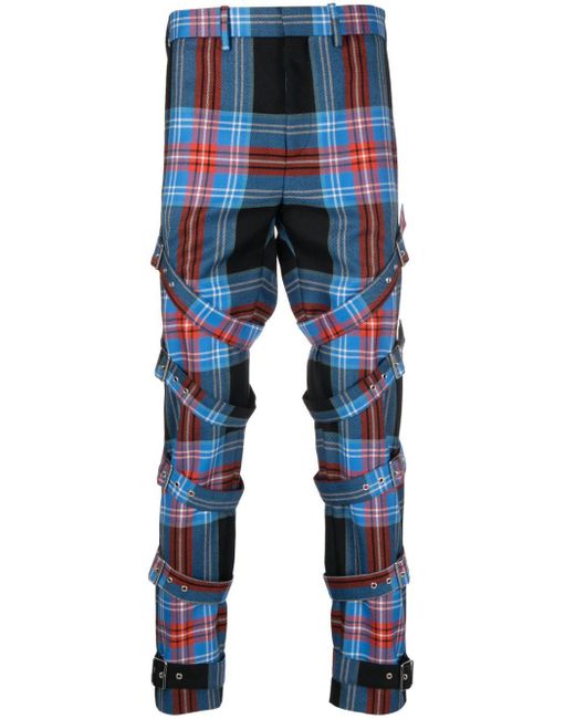 Charles Jeffrey Blue Checked Trousers for men