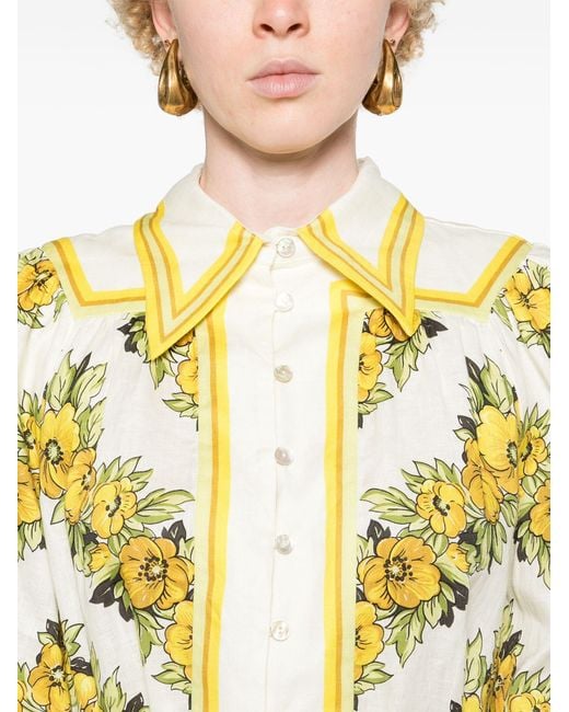ALÉMAIS Yellow Gisela Mini Shirt Dress