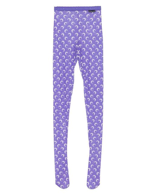 MARINE SERRE Purple Moongram-Print Tights