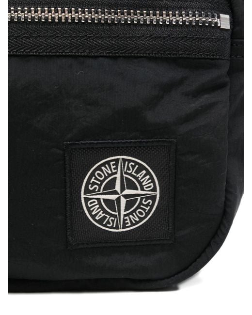 Stone Island Black Compass-Patch Belt Bag for men