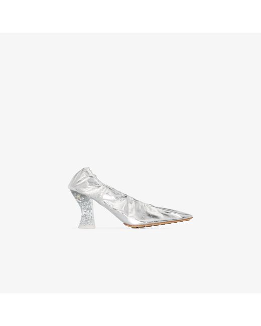 Bottega Silver Almond 75 Leather Pumps in White Lyst