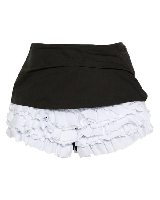 Molly Goddard Black Sophie Ruffled Cotton Shorts - Women's - Cotton