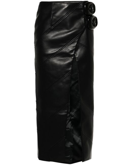 Aleksandre Akhalkatsishvili Black Wrap Faux-leather Midi Skirt - Women's - Polyester/polyurethane