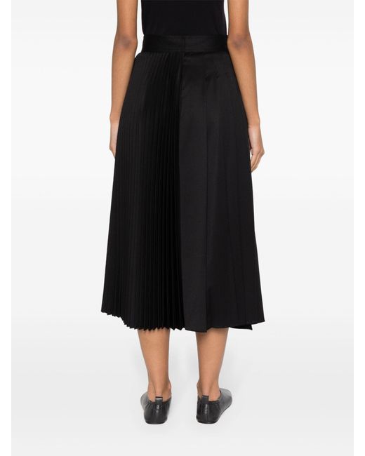 LVIR Black Pleated Wrap Midi Skirt