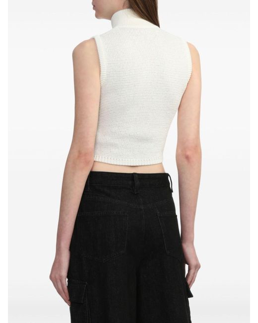 Alessandra Rich White Knit Zipped Vest - Women's - Polyester/cotton