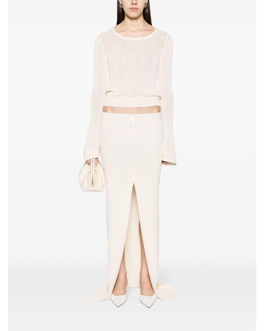 AYA MUSE White Neutral Sei Knitted Maxi Skirt