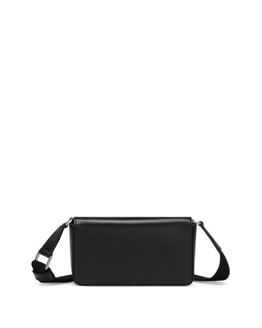 Dolce & Gabbana Black Logo-embossed Leather Shoulder Bag for men