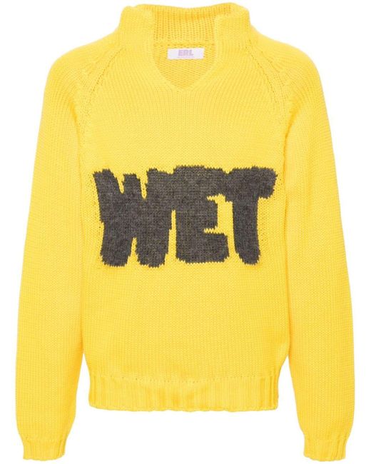 ERL Yellow Wet Intarsia-knit Sweater - Unisex - Polycarbonite/mohair/polyamide/cottonwool