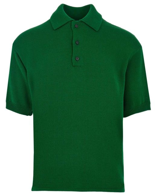 Ferragamo Green Knitted Polo Shirt for men
