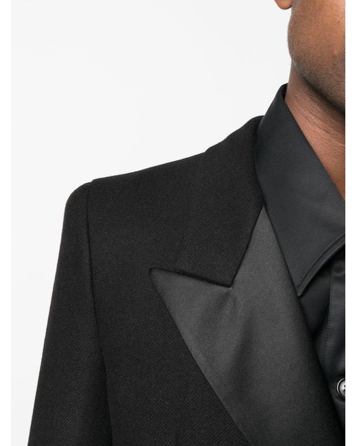 Saint Laurent Black Double-breasted Coat - Men's - Spandex/elastane/camel Hair for men