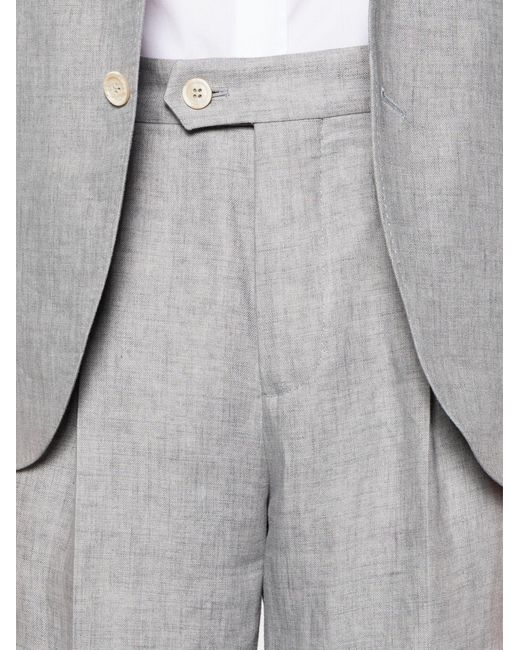 Brunello Cucinelli Gray Single-breasted Linen Suit for men