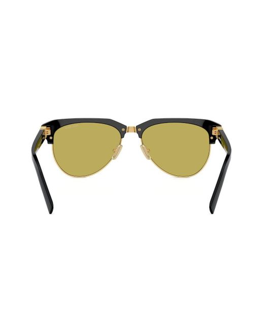 Miu Miu Black Logo-Lettering Navigator-Frame Sunglasses