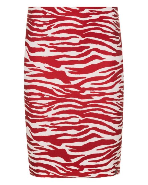The Attico Red Zebra Print Mini Skirt