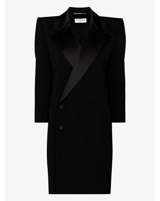 Saint Laurent Black Double-breasted Wool Mini Dress - Women's - Spandex/elastane/wool