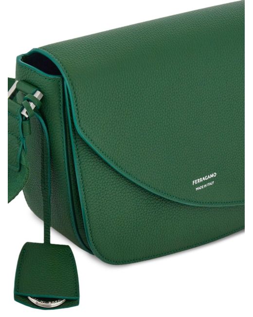 Ferragamo Fiamma Medium Leather Cross Body Bag in Green for Men | Lyst