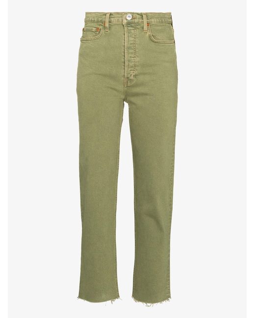 RE/DONE Ultra High Rise Stove Pipe Denim Jeans in Green | Lyst