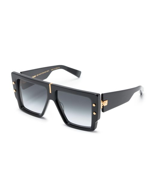 BALMAIN EYEWEAR Gray B-grand Rectangle-frame Sunglasses - Unisex - Acetate