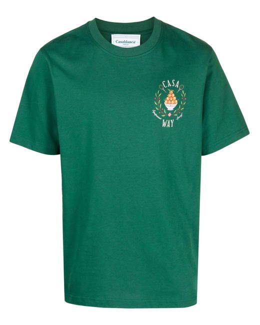 Casablancabrand Green Casa Way Graphic-print T-shirt for men