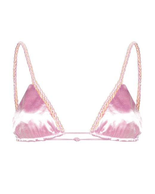 Isa Boulder Pink Triangle Cup Metallic Bikini Top - Women's - Nylon/polyester/elastane