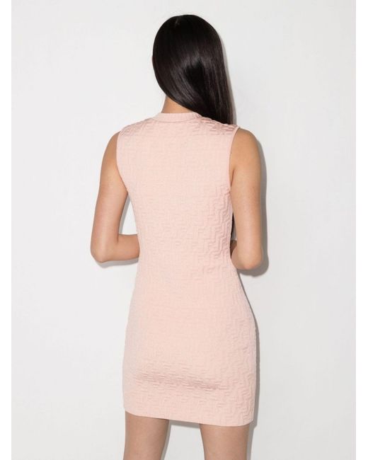 Fendi Embossed Mini Dress in Pink | Lyst