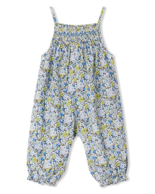 Bonpoint Blue Lilisy Floral-Print Cotton Romper