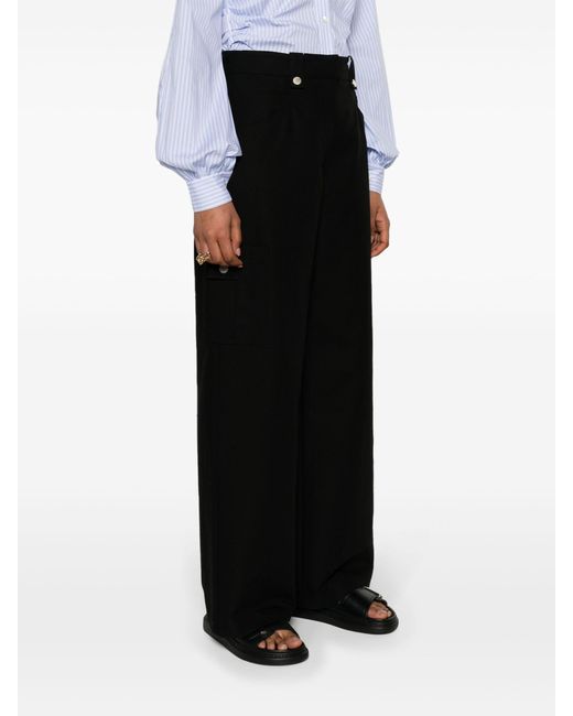 LVIR Black Wide-leg Cotton Cargo Trousers