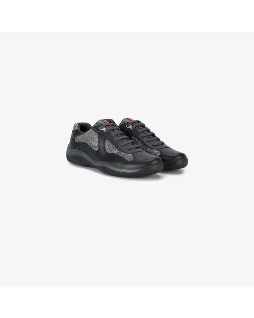 Prada Black & Silver America's Cup Sneakers for men