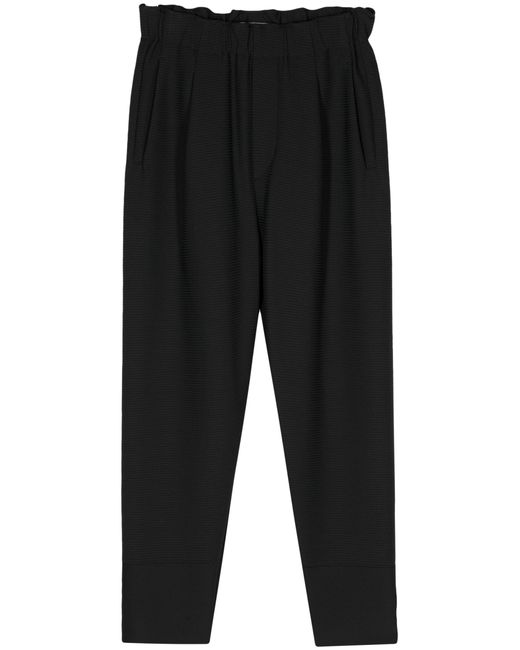 Issey Miyake Black Cropped Tapered Trousers - Women's - Polyester/polyurethane/nylon