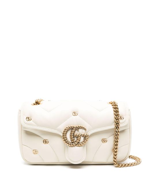 Gucci Natural White gg Marmont Small Leather Shoulder Bag