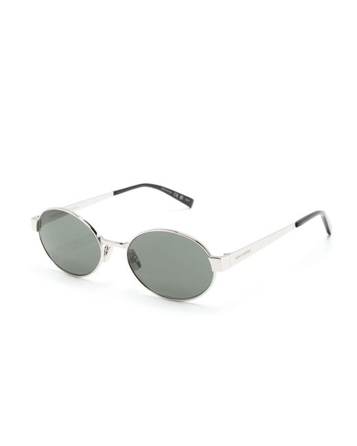 Saint Laurent Gray Oval-frame Sunglasses - Unisex - Metal