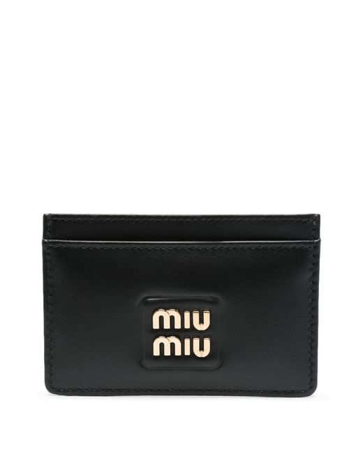 Miu Miu Black Logo-lettering Leather Card Holder