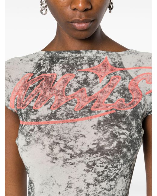 KNWLS Gray Grey Turbo Logo-print T-shirt Dress - Women's - Flex Polyester