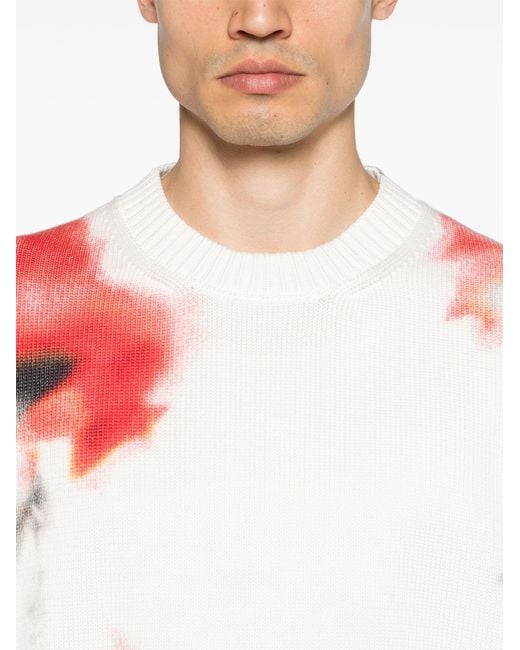 Alexander McQueen Pink Grey Obscured Flower Cotton Jumper for men