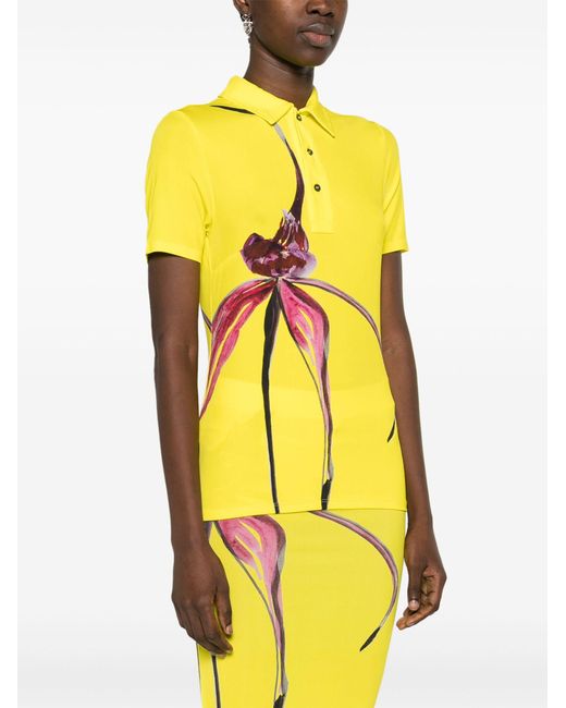 Louisa Ballou Yellow Floral-print Polo Shirt