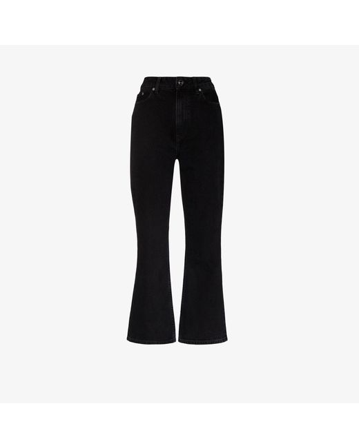 Ganni Betzy Organic Cotton Cropped Jeans in Black | Lyst