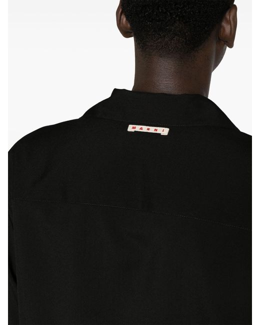 Marni Black Cuban-collar Wool Shirt for men