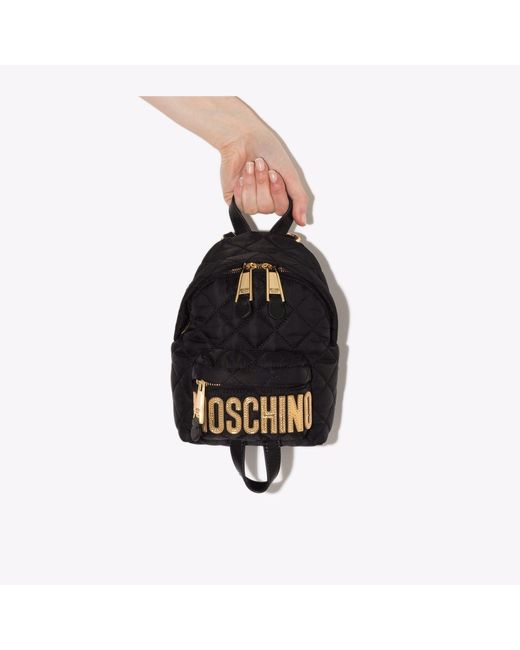 Moschino Black Quilted Logo-plaque Backpack