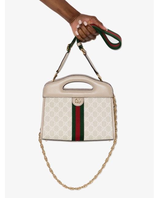 Gucci Metallic Neutral Ophidia Small gg Supreme Top Handle Bag - Women's - Canvas/leather/cotton/linen/flax
