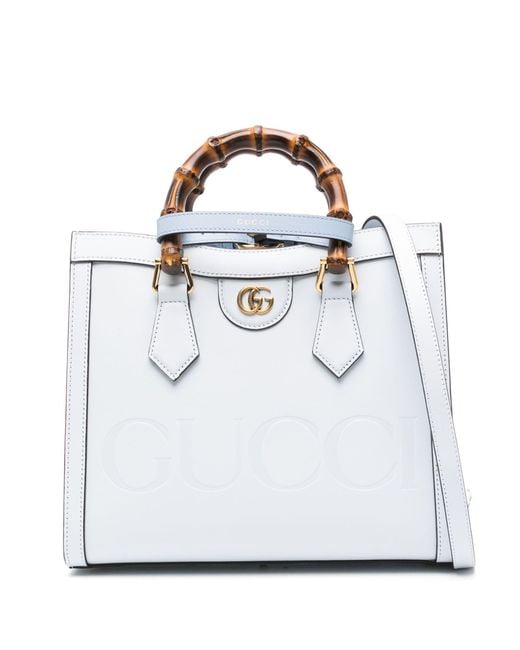Gucci White Diana Small Leather Tote Bag - Women's - Calf Leather