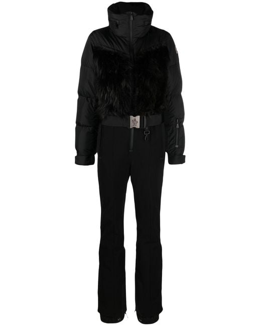 3 MONCLER GRENOBLE Black Hooded Puffer Ski Suit