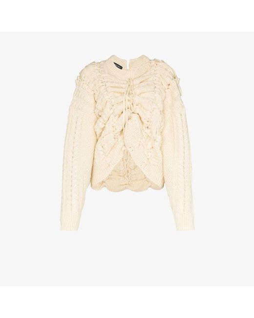 Y. Project Natural Lace-up Cable Knit Wool Sweater