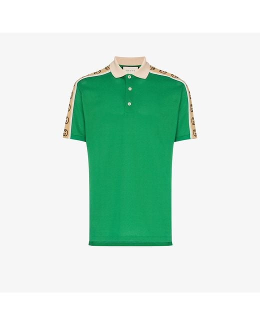 Gucci Green GG Stripe Polo Shirt for men