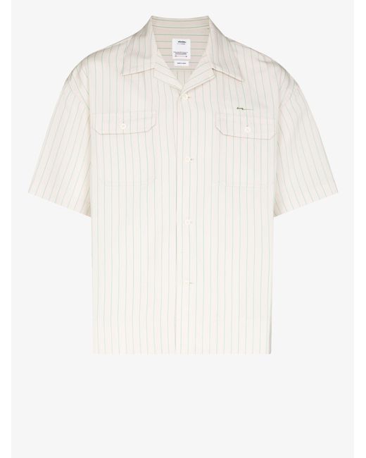 Visvim Caban Striped Wool Shirt in Grey 
