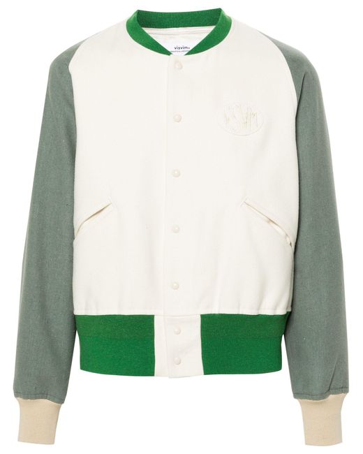 Visvim Green Logo-patch Felted Varsity Jacket - Men's - Rayon/wool/linen/flax/cotton for men
