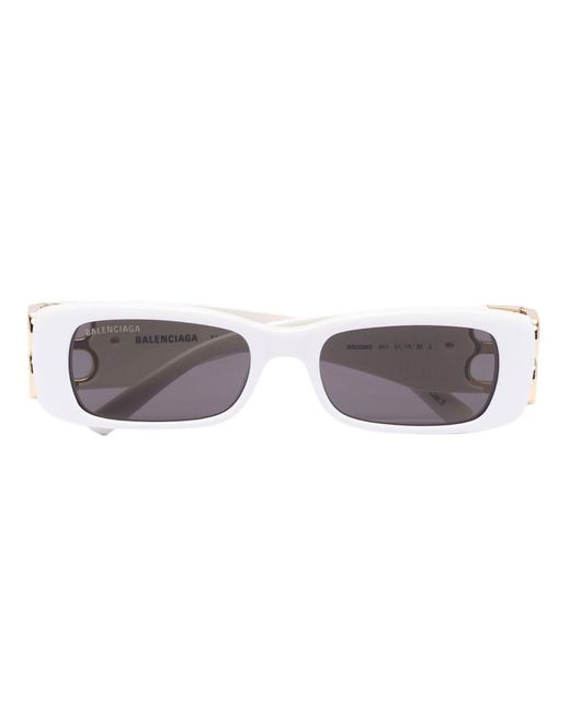 Balenciaga White Bb-plaque Rectangle-frame Sunglasses