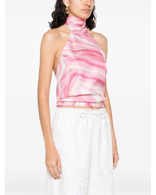 Emilio Pucci Pink Marmo-Print Blouse