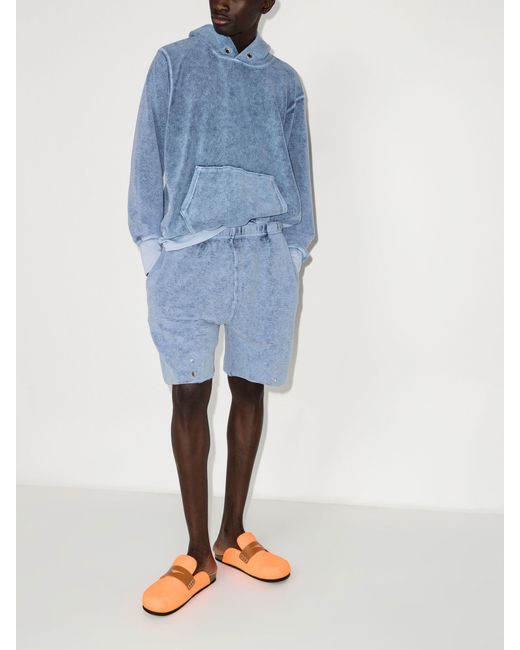 Les Tien Acid Wash Cotton Track Shorts 