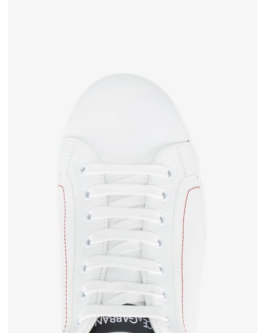 Dolce & Gabbana White Portofino Leather Low Top Sneakers for men